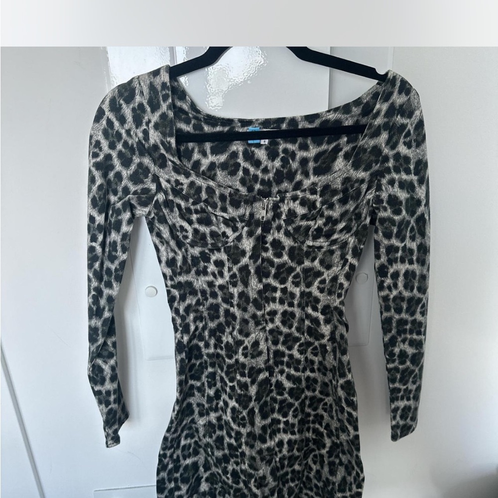 Miaou Leopard Print Long Sleeve Bodycon Dress